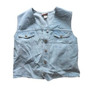 Vtg Forelli Denim Vest Large Light Blue Wash Cowgirl Western Streetwear Trucker